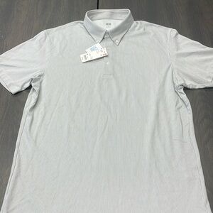 Grey/white striped Polo shirt.